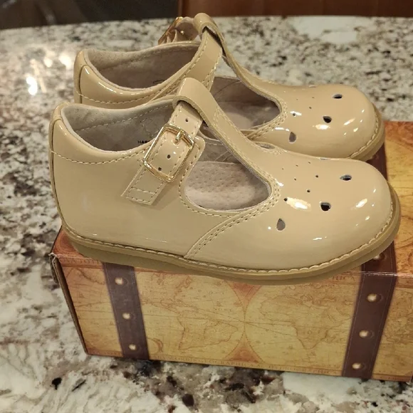 FootMates Tan T-Strap Dress Shoes for Kids - Picture 2 of 4